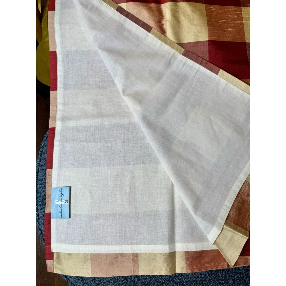 Pair Dupioni Raw Silk‎ Plaid Room Darkening Curtain Panels Rod Pocket 42x96